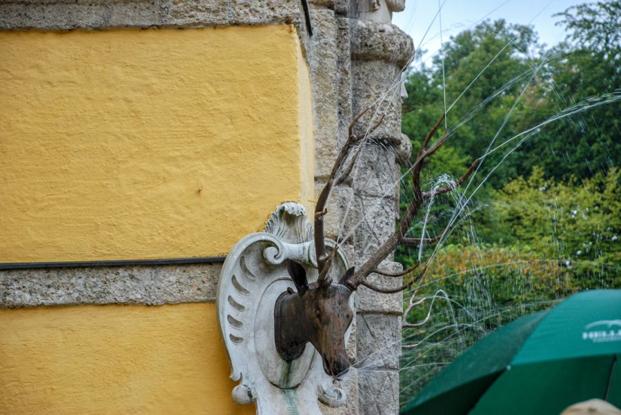 A deer water fountain at Schloss Hellbrunn in Salzburg, Austria.