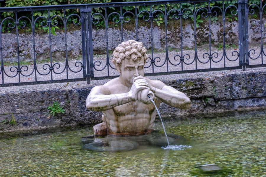 Water fountain at Schloss Hellbrunn in Salzburg, Austria.