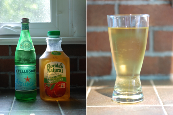 Apfelschorle attempt #1: carbonated mineral water and apple juice