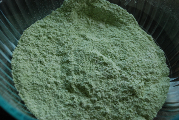 Matcha green tea French macaron dry ingredients