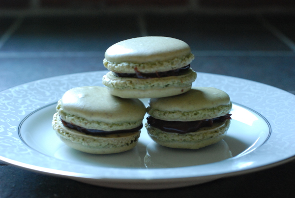 Matcha Green Tea French Macarons and Milk Chocolate Ganache