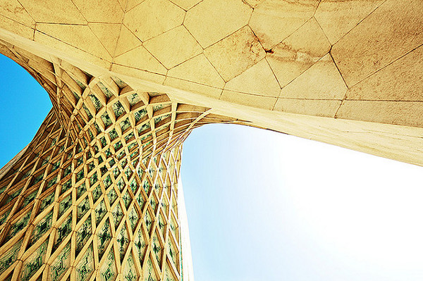 Azadi Tower viewed from below.