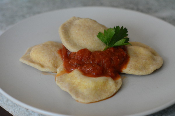 Farro ricotta ravioli