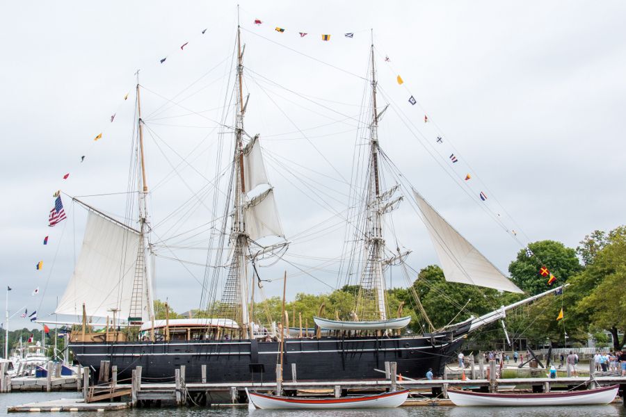 The Charles W Morgan docked at Mystic Seaport in Connecticut.