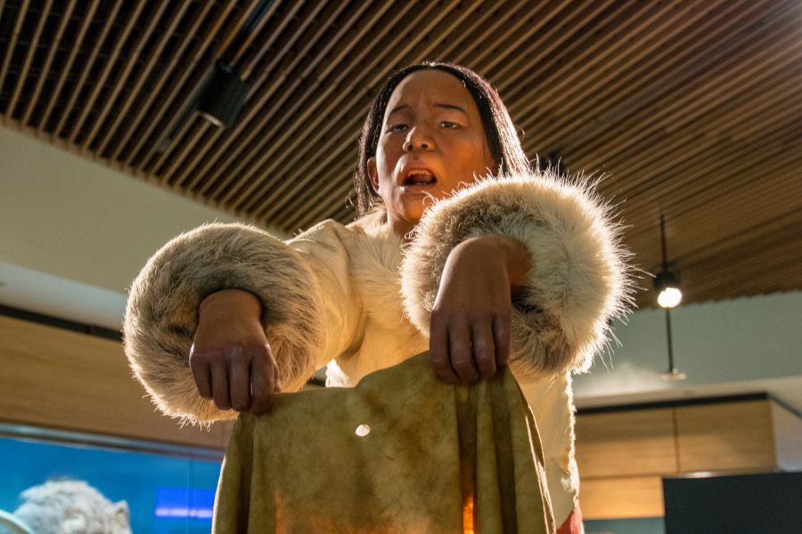 Woman in diorama at the Mashantucket Pequot Museum in Connecticut.