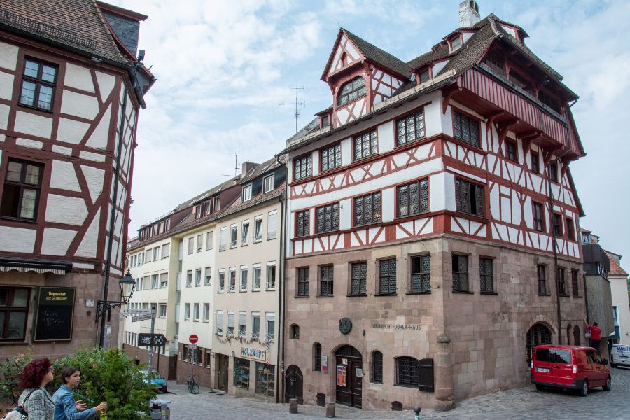 Outside of the Albrecht Dürer house, in Nuremberg, Germany.