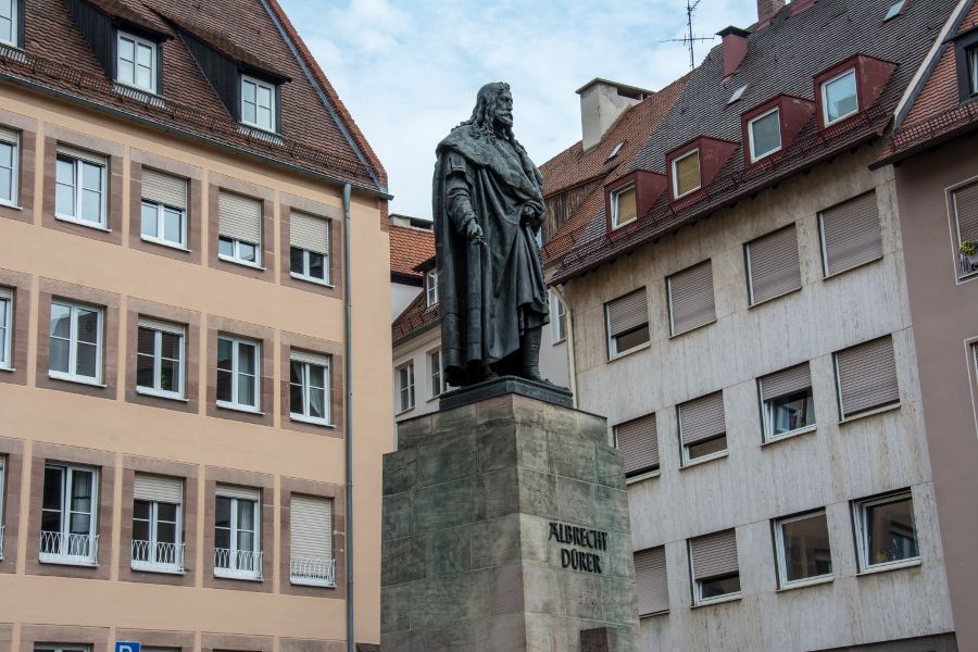 A statue to Albrecht Dürer, near his house, in Nuremberg, Germany.