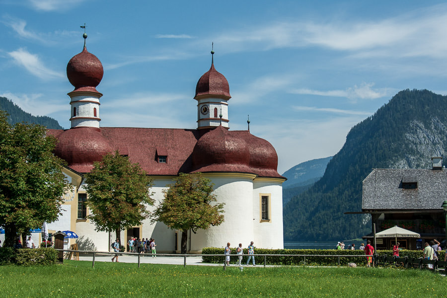 St. Bartholomew's Church sits on the edge of the Königssee in Berchtesgaden National Park.