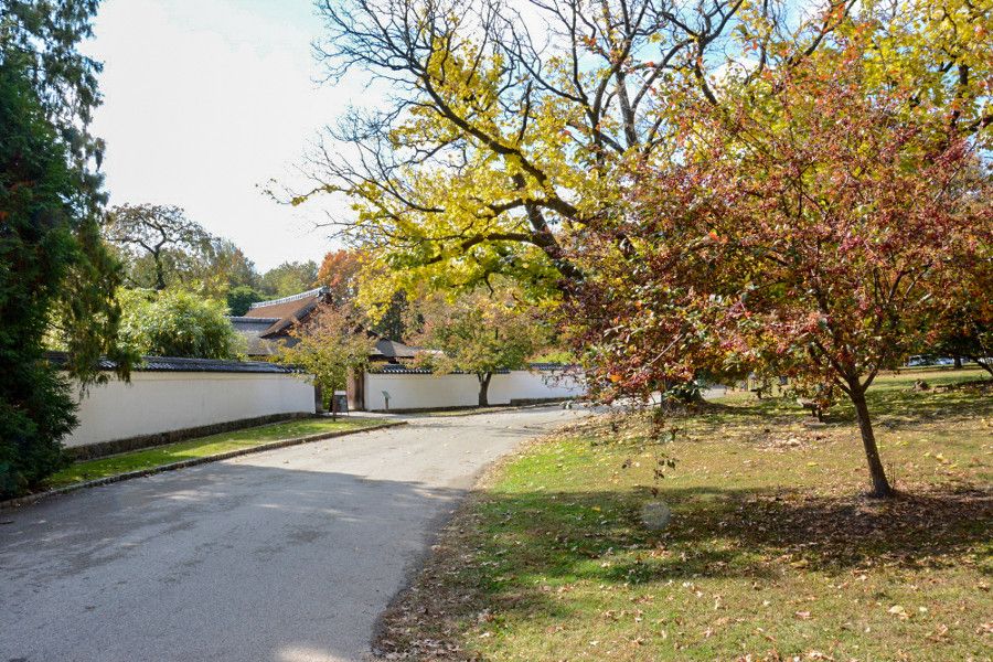 Exterior of Shofuso Japanese house and garden in Philadelphia.