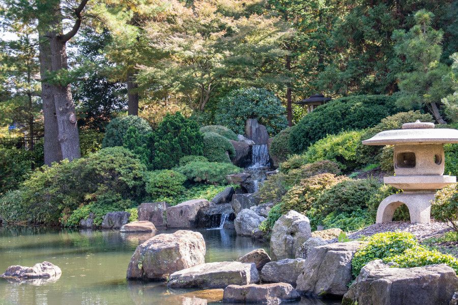 Waterfall in the Japanese garden at Shofuso in Philadelphia.