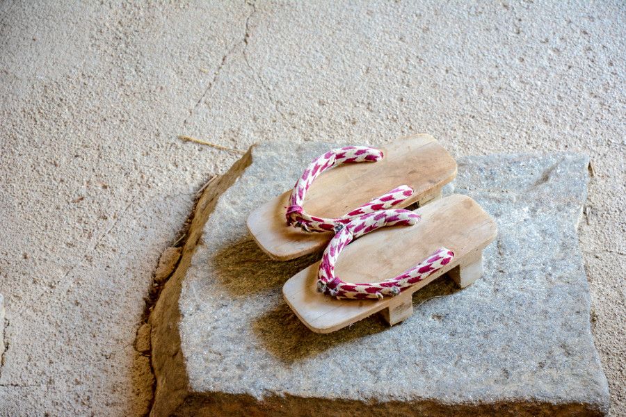 Sandals in the Japanese house at Shofuso in Philadelphia.