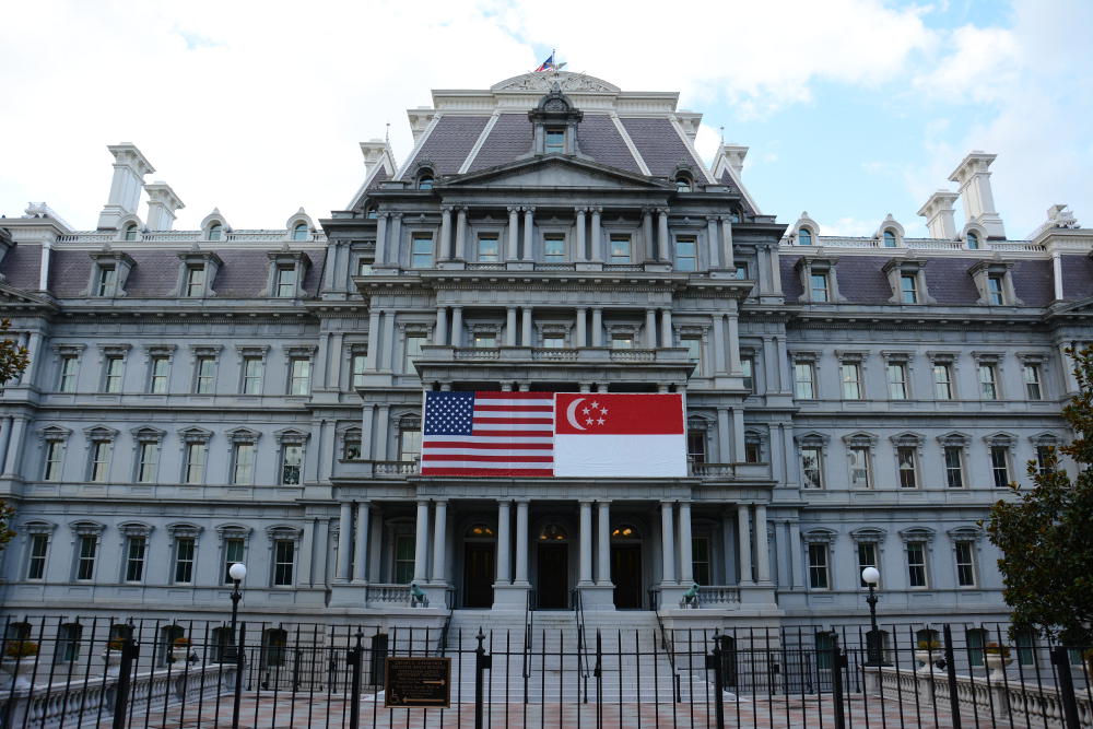 The flag at Eisenhower Executive Office Building. More on how to spend your day in Washington, D.C. on Reverberations.