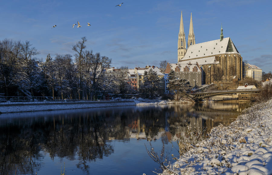 Görlitzer Altstadt mit Peterskirche im Winter /// Foto: Nikolai Schmidt Görlitz