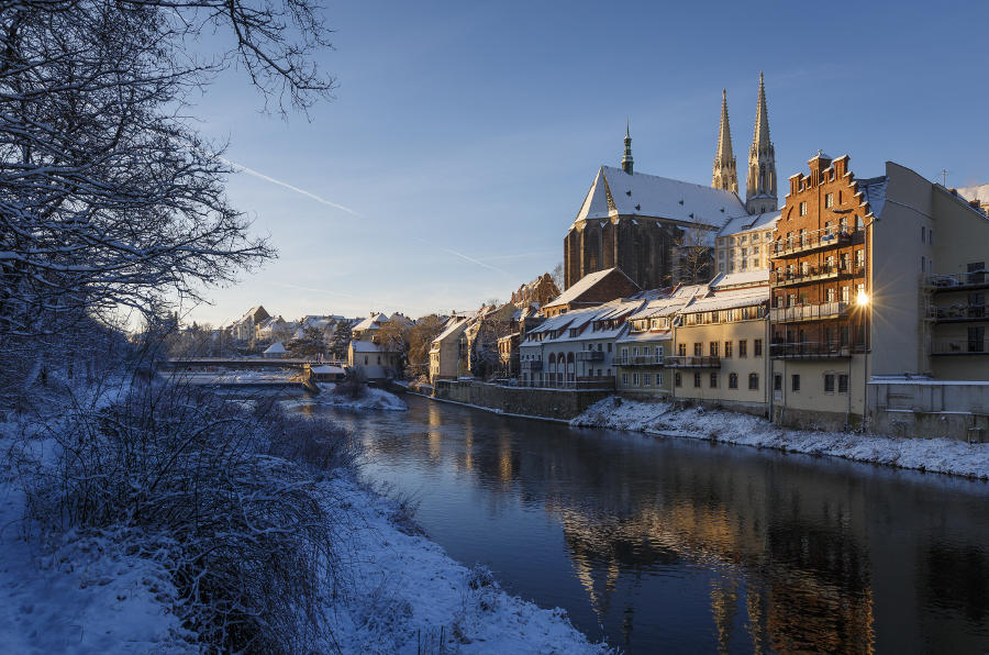 Görlitzer Altstadt mit Peterskirche im Winter /// Foto: Nikolai Schmidt Görlitz