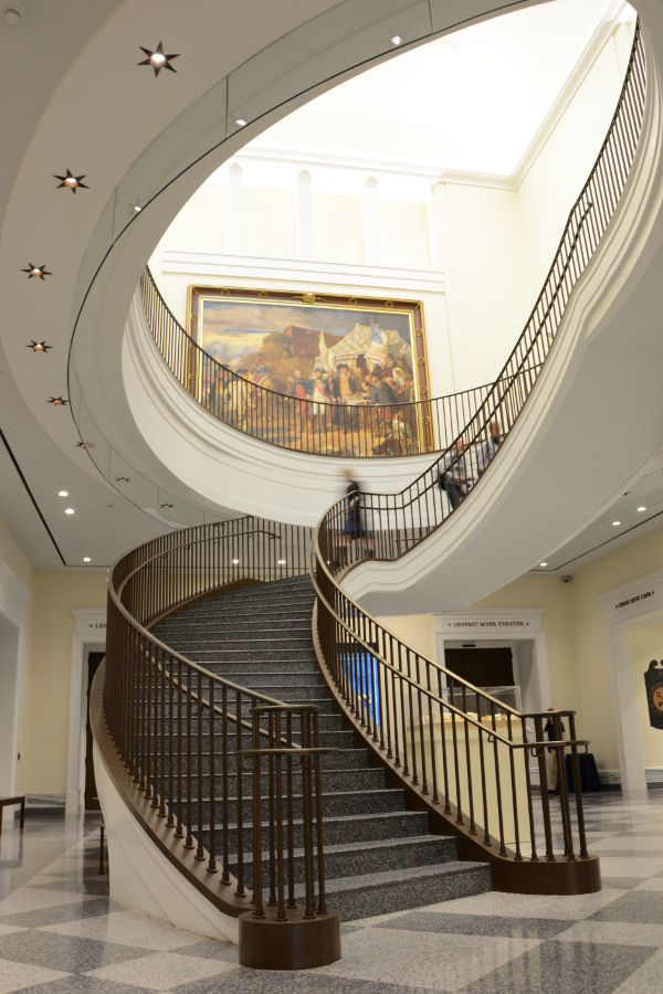 Impressive staircase. Philadelphia's brand new Museum of the American Revolution shares the real stories of the struggles and war that helped found the United States.