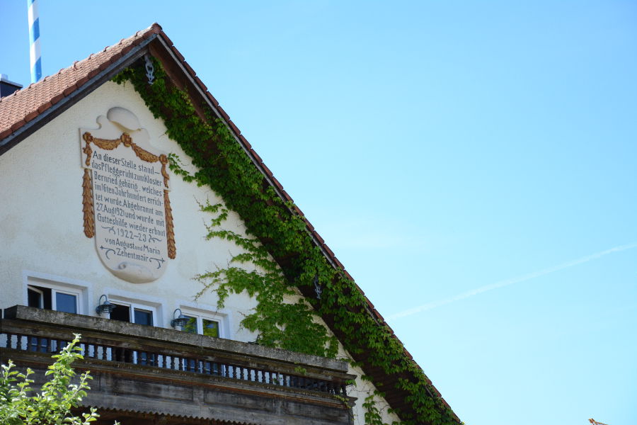 Paintings decorate a building in Aying, Germany.