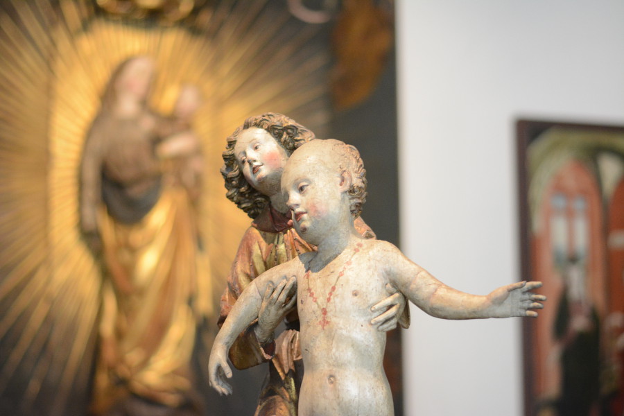 Religious woodcarvings are seen throughout the Bayerisches Nationalmuseum in Munich.