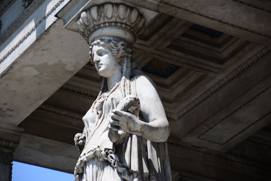 Statue on the temple of the Friedensengel close-up.