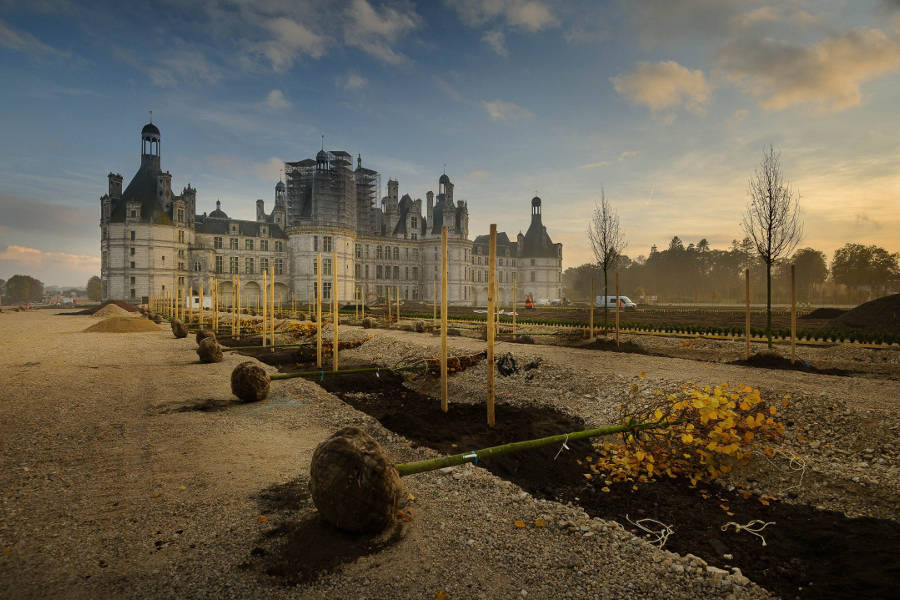 The gardens of Château de Chambord have been recently renovated to return them to their former glory.