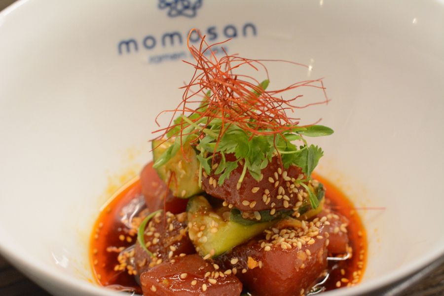 Closeup of zuke maguro from Momosan.