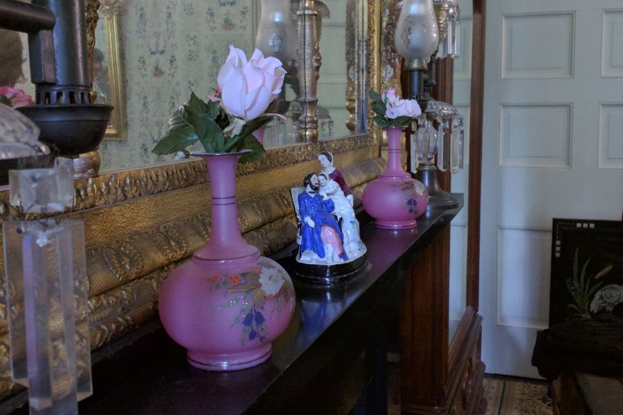 A porcelain figure on the mantle at Wheatland.