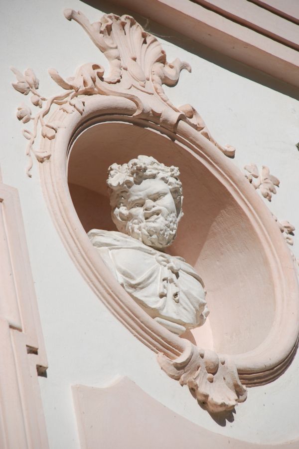 Exterior details in Amalienburg at Nymphenburg Park in Munich, Germany.