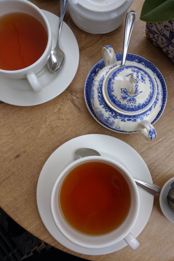 Cups of tea at Brown's Tea Bar in Munich, Germany.