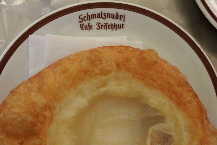 A schmalznudel at Schmalznudel Cafe Frischhut in Munich, Germany.