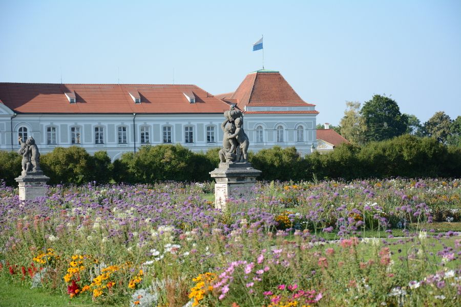 Flowers outside of Nymphenburg Palace in Munich, Germany.