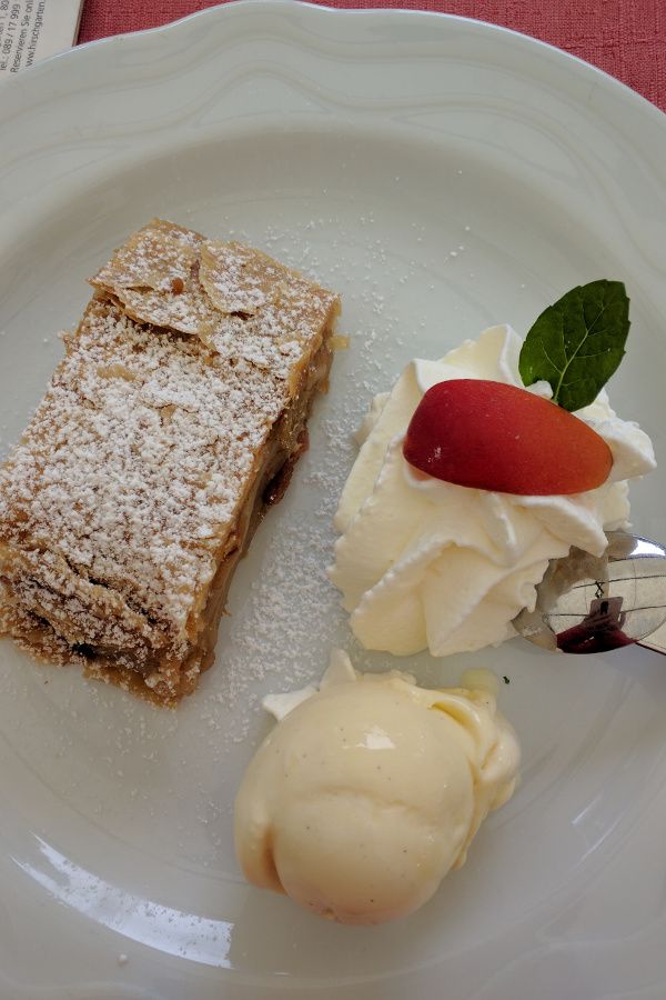 Apfelstrudel from Hirschgarten in Munich, Germany.