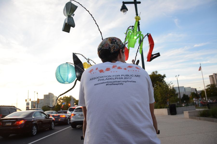 Riding in Cai Guo-Qiang: Fireflies pedicab in Philadelphia.