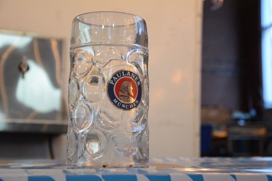 A Paulaner glass Krug.