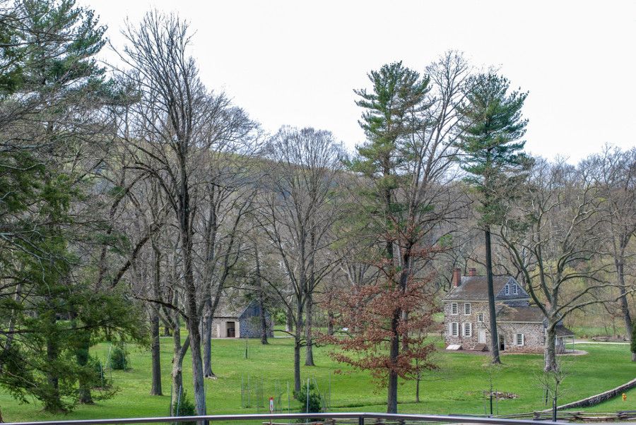 Stone buildings, including General Washington's Headquarters, at Valley Forge.