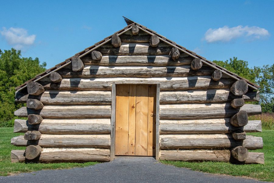 A log cabin close up at Valley Forge.