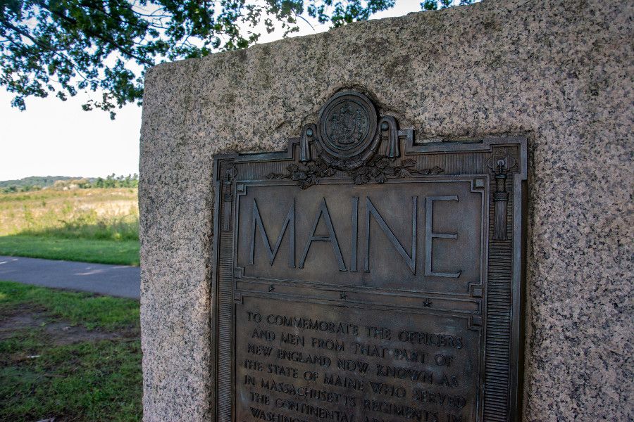 A monument honoring Maine at Valley Forge.