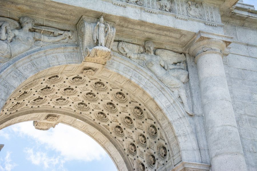 Close up of the National Memorial Arch at Valley Forge National Historical Park.