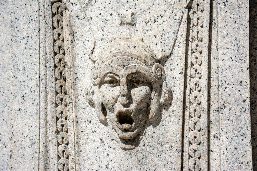 Close up of a face in the National Memorial Arch at Valley Forge National Historical Park.