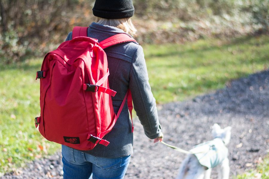 Traveling, hiking or dog walking, the CabinZero backpack is super light-weight.