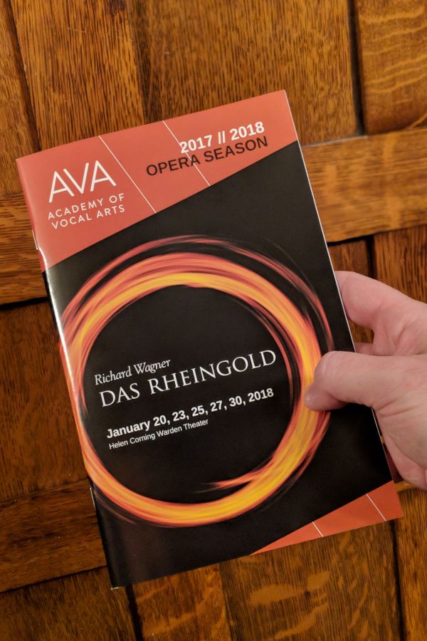 Program for Academy of Vocal Arts production of Richard Wagner's Das Rheingold in Philadelphia.