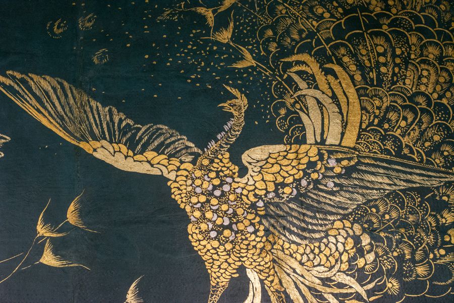 Peacock wall mural in the James McNeill Whistler's Peacock Room at the Freer|Sackler Galleries in Washington, DC.