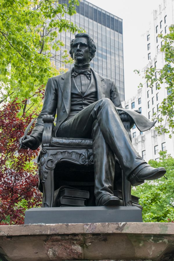 A sculpture of William Henry Seward in Madison Square Park in New York City.