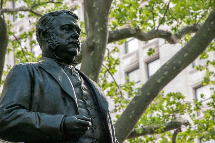 A sculpture of Chester A Arthur in Madison Square Park in New York City.