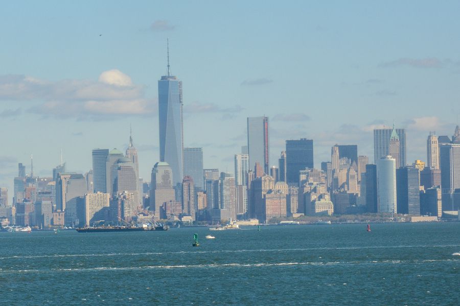 The NYC skyline from the waterfront while cruising on the Staten Island Ferry is one of the great free things to do in New York City.