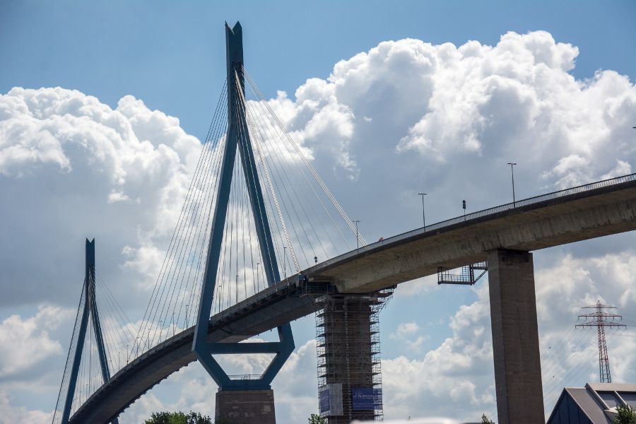 Bridge in Hamburg Harbor, Germany.