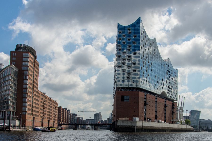 Elbphilharmonie in Hamburg Harbor in Germany.