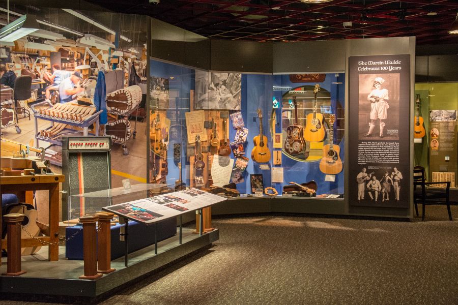 Inside the Martin Guitar museum.