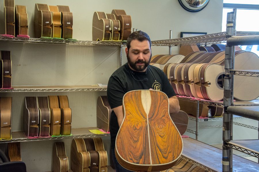 Getting a look at a partially finished Martin Guitar.