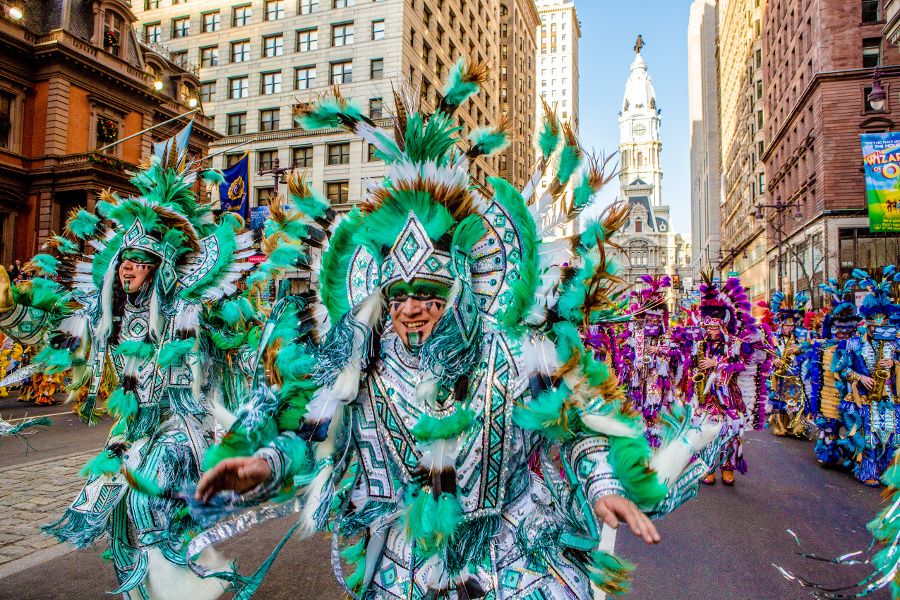 Mummers strut during Philadelphia's Mummers Parade on New Year's Day.