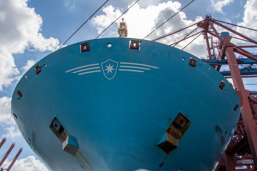 Ship hull in Port of Hamburg in Germany.