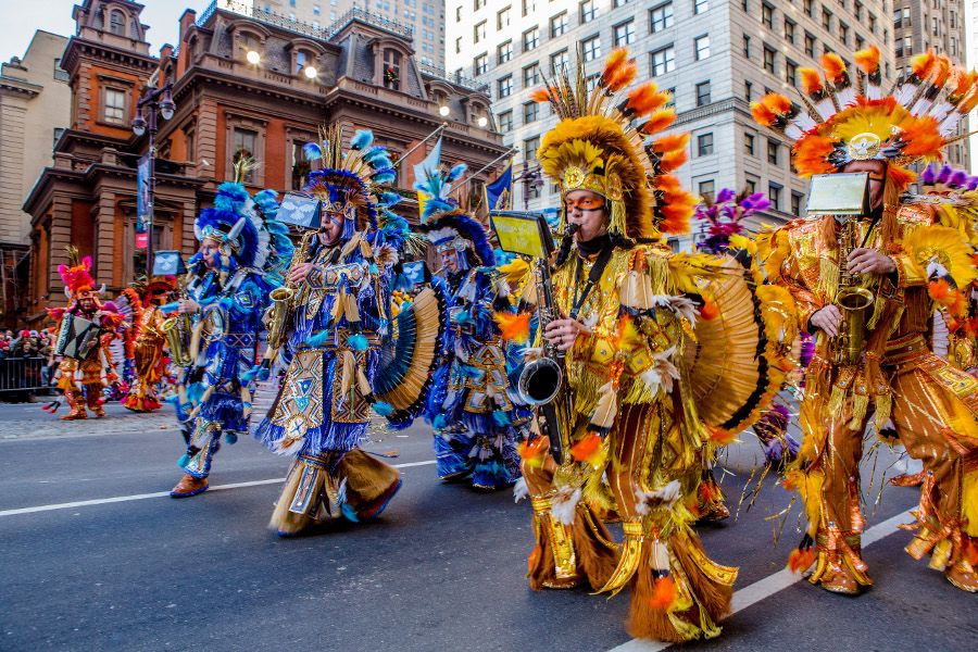 Mummers perform during Philadelphia's Mummers Parade on New Year's Day.